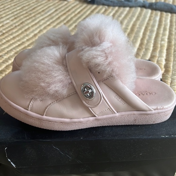 Coach leather shearling trimmed low top backless boots /slide 7M - Picture 1 of 16